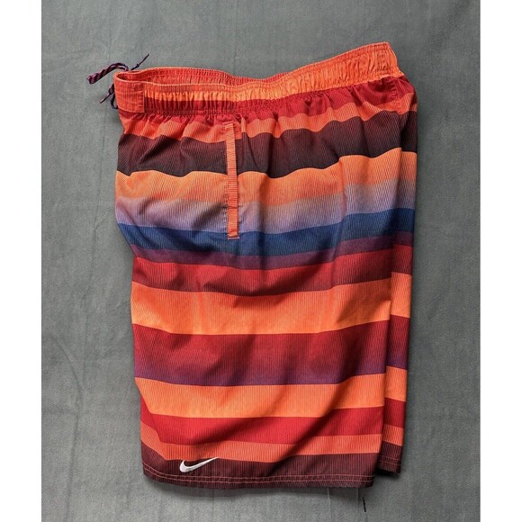 NIKE Swim Shorts Orange Red Multicolor Swim Trunks Men's XL Lined Colorful - Picture 3 of 13